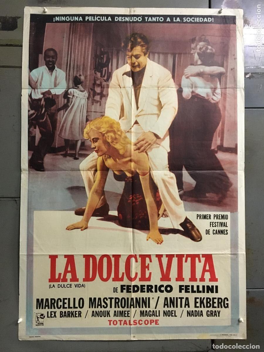 Cin&eacute;ma: PJE 0413 LA DOLCE VITA FEDERICO FELLINI MARCELLO MASTROIANNI POSTER ORIGINAL ARGENTINO 75X110
