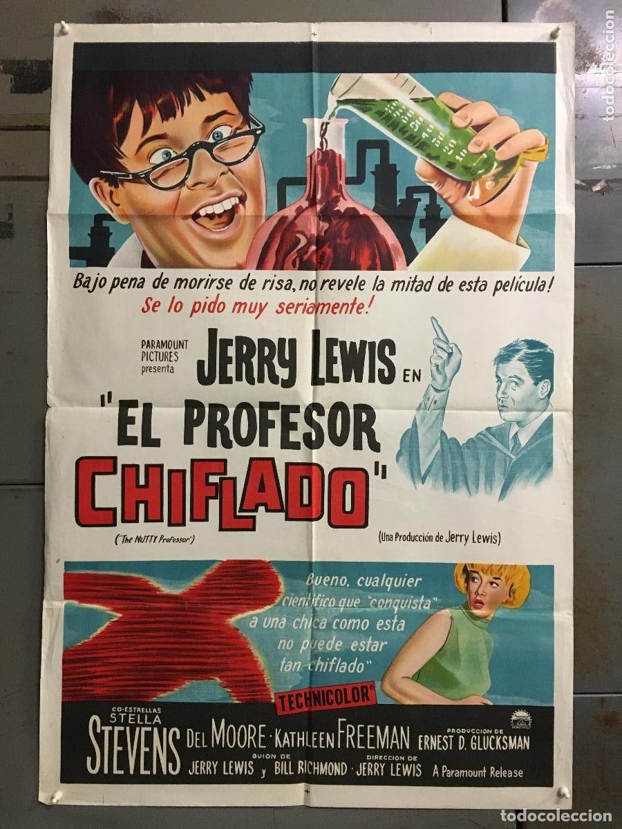 Cinema: PJE 0416 EL PROFESOR CHIFLADO JERRY LEWIS POSTER ORIGINAL ARGENTINO 75X110 LITOGRAFIA