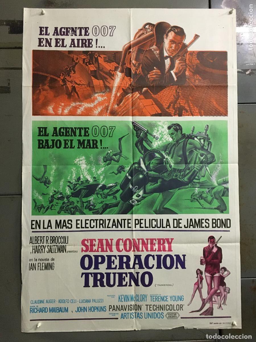 Cine: PJE 0417 OPERACION TRUENO JAMES BOND 007 SEAN CONNERY POSTER ORIGINAL ARGENTINO 75X110 LITOGRAFIA