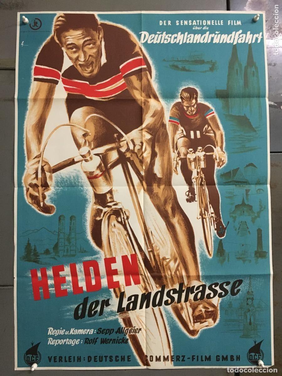 Cine: PJE 0257 CICLISMO BICICLETA HELDEN DER LANDSTRASSE POSTER ORIGINAL ALEMAN 60x84 LITOGRAFICO