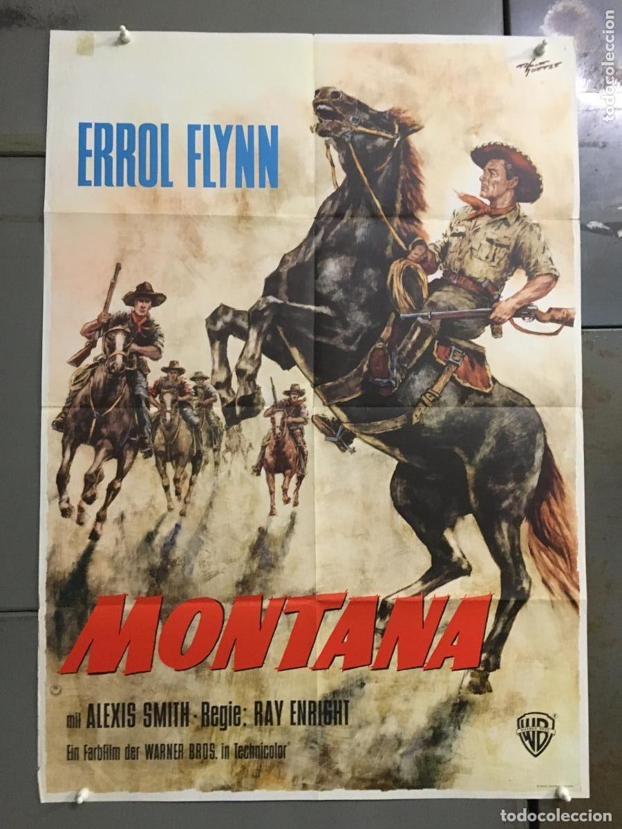 Cinema: PJE 0260 MONTANA ERROL FLYNN POSTER ORIGINAL ALEMAN 60X84