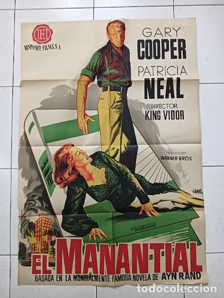 Cinema: SMP 2206 EL MANANTIAL GARY COOPER PATRICIA NEAL AYN RAND JANO POSTER ORIG 70X100 ESTRENO LITOGRAFIA