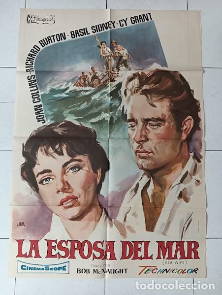 Cine: SMP 2224 LA ESPOSA DEL MAR JOAN COLLINS RICHARD BURTON JANO POSTER ORIGINAL 70X100 ESTRENO