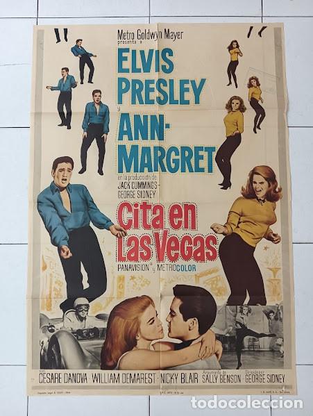 Cine: SMP 2226 CITA EN LAS VEGAS ELVIS PRESLEY ANN-MARGRET AUTOMOVILISMO POSTER ORIG ESTRENO 70X100