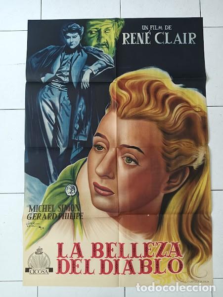 Cine: SMP 2262 LA BELLEZA DEL DIABLO RENE CLAIR GERARD PHILIPE MICHEL SIMON POSTER ORG 70X100 ESTRENO LITO