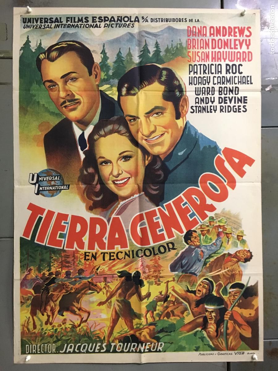 Cinema: AFE05 TIERRA GENEROSA SUSAN HAYWARD DANA ANDREWS POSTER ORIGINAL 70X100 ESTRENO LITOGRAFIA
