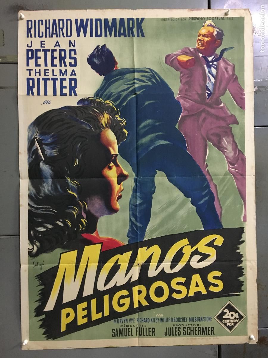 Cine: AFE08 MANOS PELIGROSAS RICHARD WIDMARK JEAN PETERS SOLIGO POSTER ORIGINAL 70X100 LITOGRAFIA