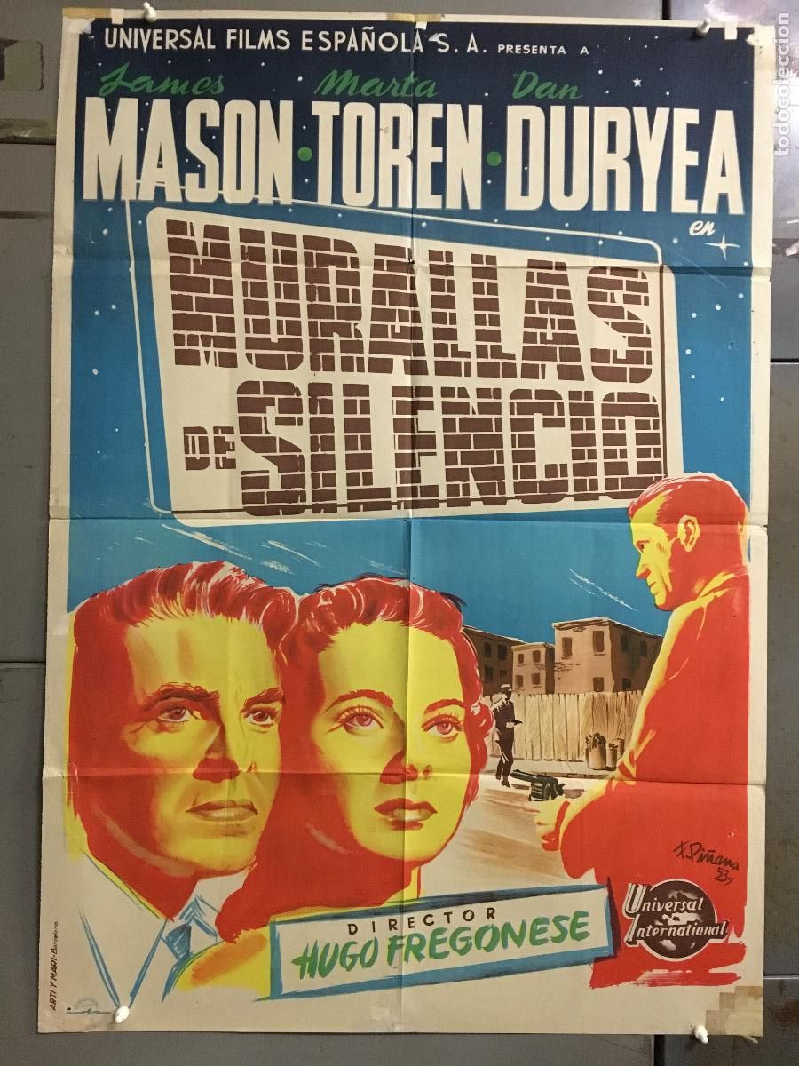 Cin&eacute;ma: AFE15 MURALLAS DE SILENCIO JAMES MASON MARTA TOREN PI&Ntilde;ANA POSTER ORIGINAL 70X100 ESTRENO LITOGRAFIA