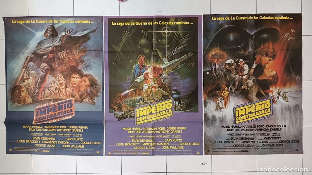 Cine: SMP 2269 EL IMPERIO CONTRAATACA star wars EMPIRE STRIKES BACK LOS 3 POSTERS de ESTRENO ORIG 70X100