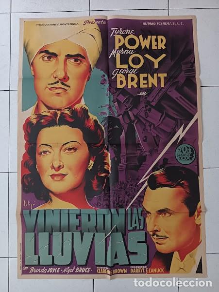 Cinema: SMP 2276 VINIERON LAS LLUVIAS TYRONE POWER MYRNA LOY SOLIGO POSTER ORIG 70X100 ESTRENO LITOGRAFIA