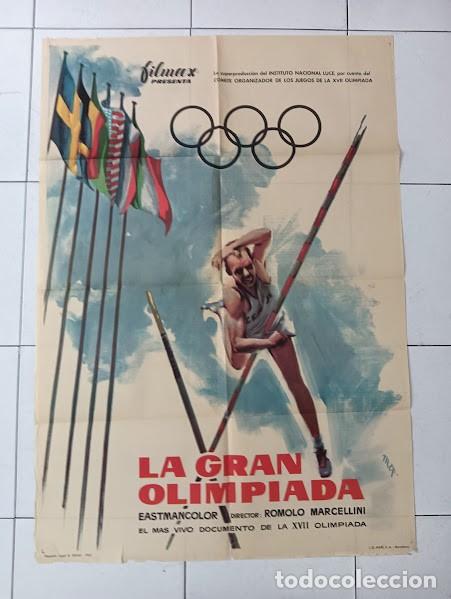 Cinema: SMP 2290 LA GRAN OLIMPIADA JUEGOS OLIMPICOS ROMA 1960 SALTO PERTIGA POSTER ORIGINAL ESTRENO 70X100
