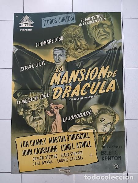 Cine: SMP 2303 LA MANSION DE DRACULA LON CHANEY JR. JOHN CARRADINE POSTER ORIGINAL ESTRENO 70X100 LITO