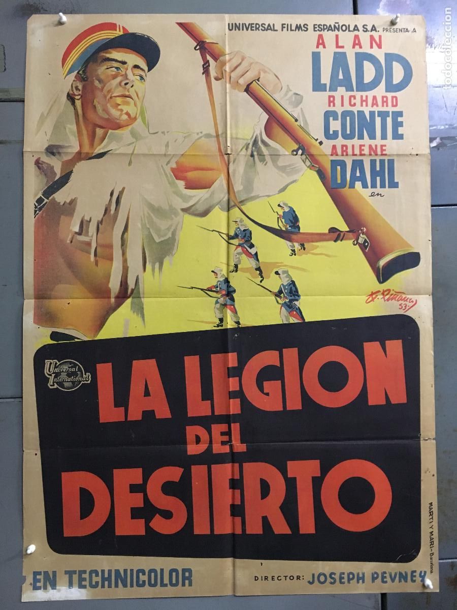 Cin&eacute;ma: AFE22 LA LEGION DEL DESIERTO ALAN LADD ARLENE DAHL PI&Ntilde;ANA POSTER ORIGINAL 70X100 ESTRENO LITOGRAFIA