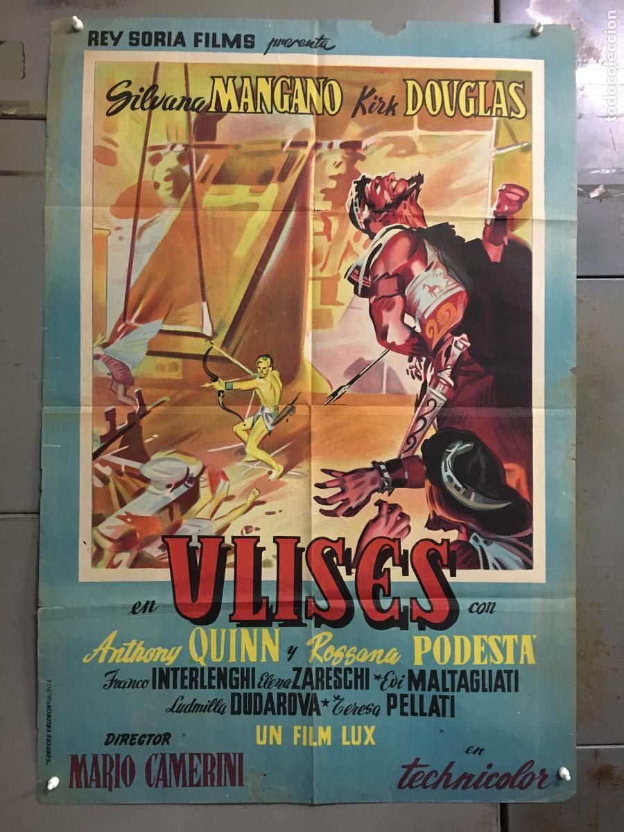 Cine: AFE23 ULISES KIRK DOUGLAS SILVANA MANGANO POSTER ORIGINAL ESTRENO 70X100 LITOGRAFIA