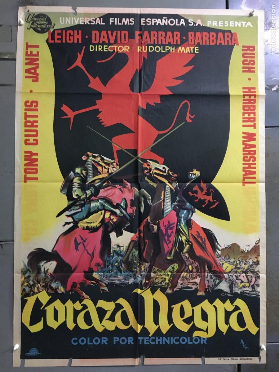 Cin&eacute;ma: AFE24 CORAZA NEGRA JANET LEIGH TONY CURTIS MCP POSTER ORIGINAL 70X100 ESTRENO LITOGRAFIA