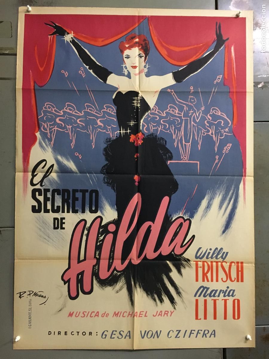 Cin&eacute;ma: AFE28 EL SECRETO DE HILDA MARIA LITTO WILLY FRITSCH PI&Ntilde;ANA POSTER ORIGINAL 70X100 ESTRENO LITOGRAFIA