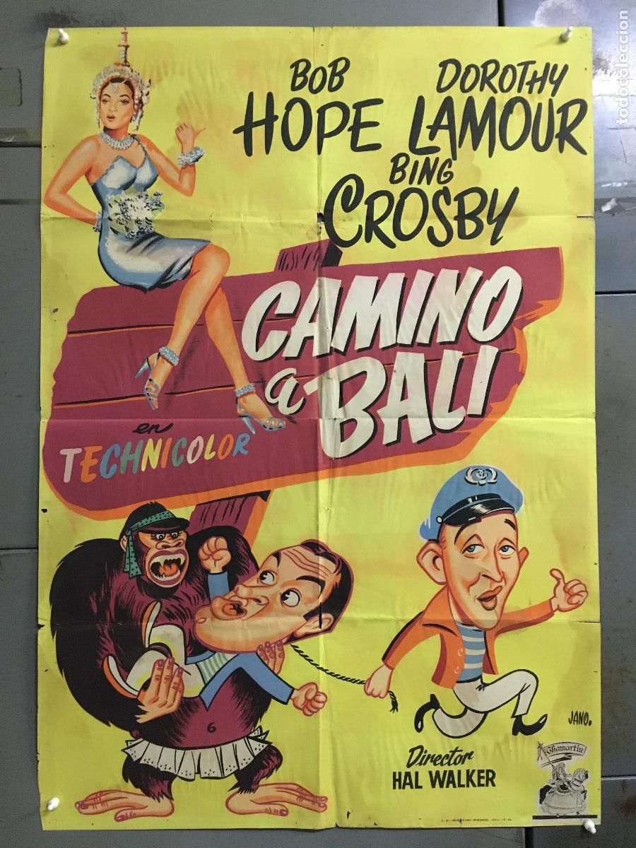Kino: AFE30 CAMINO A BALI BOB HOPE BING CROSBY DOROTHY LAMOUR POSTER ORIGINAL 70X100 ESTRENO LITOGRAFIA