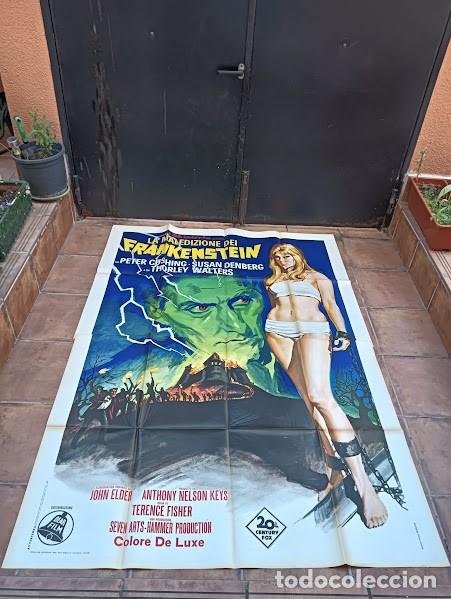 Cinema: PJE 0556 FRANKENSTEIN CREATED WOMAN HAMMER PETER CUSHING SEXY POSTER ORIGINAL ITALIANO 140X200