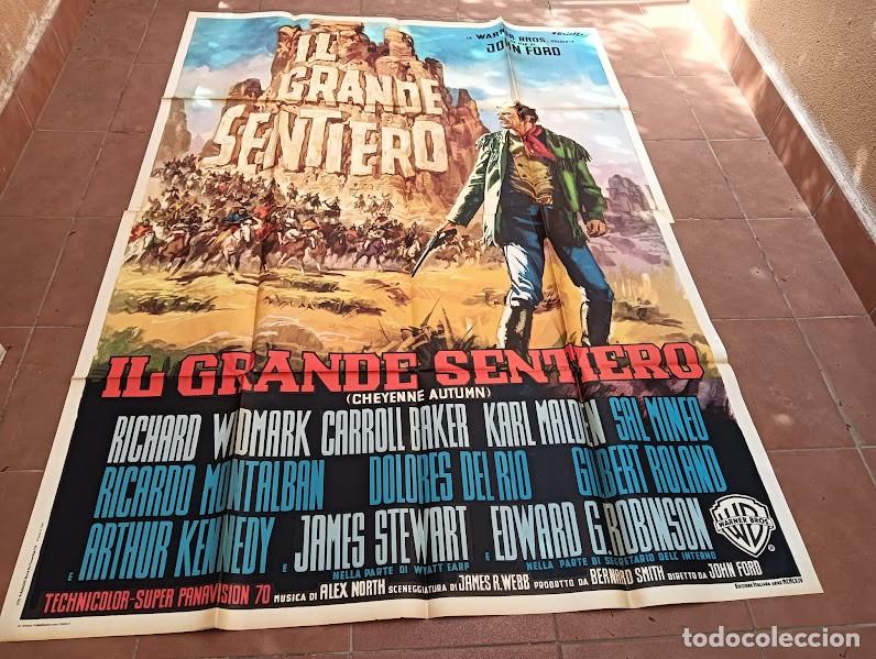 Cine: PJE 0565 EL GRAN COMBATE JOHN FORD RICHARD WIDMARK INDIOS POSTER ORIGINAL ITALIANO 140X200