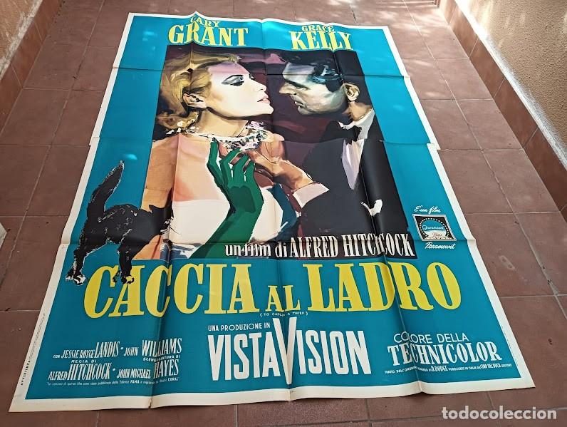 Cine: PJE 0575 ATRAPA A UN LADRON ALFRED HITCHCOCK CARY GRANT GRACE KELLY POSTER ITALIANO 140X200