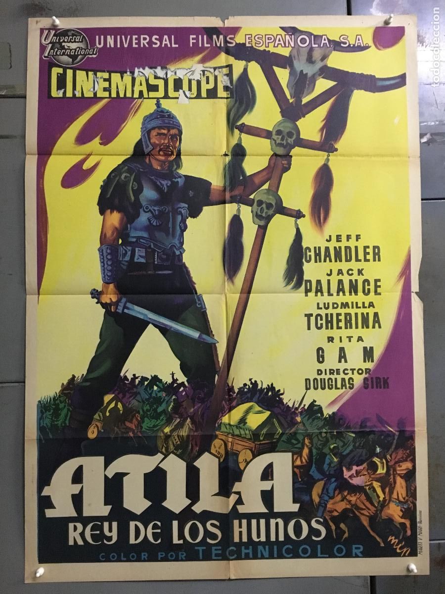 Cin&eacute;ma: AFE36 ATILA REY DE LOS HUNOS JEFF CHANDLER JACK PALANCE POSTER ORIGINAL 70X100 ESTRENO LITOGRAFIA