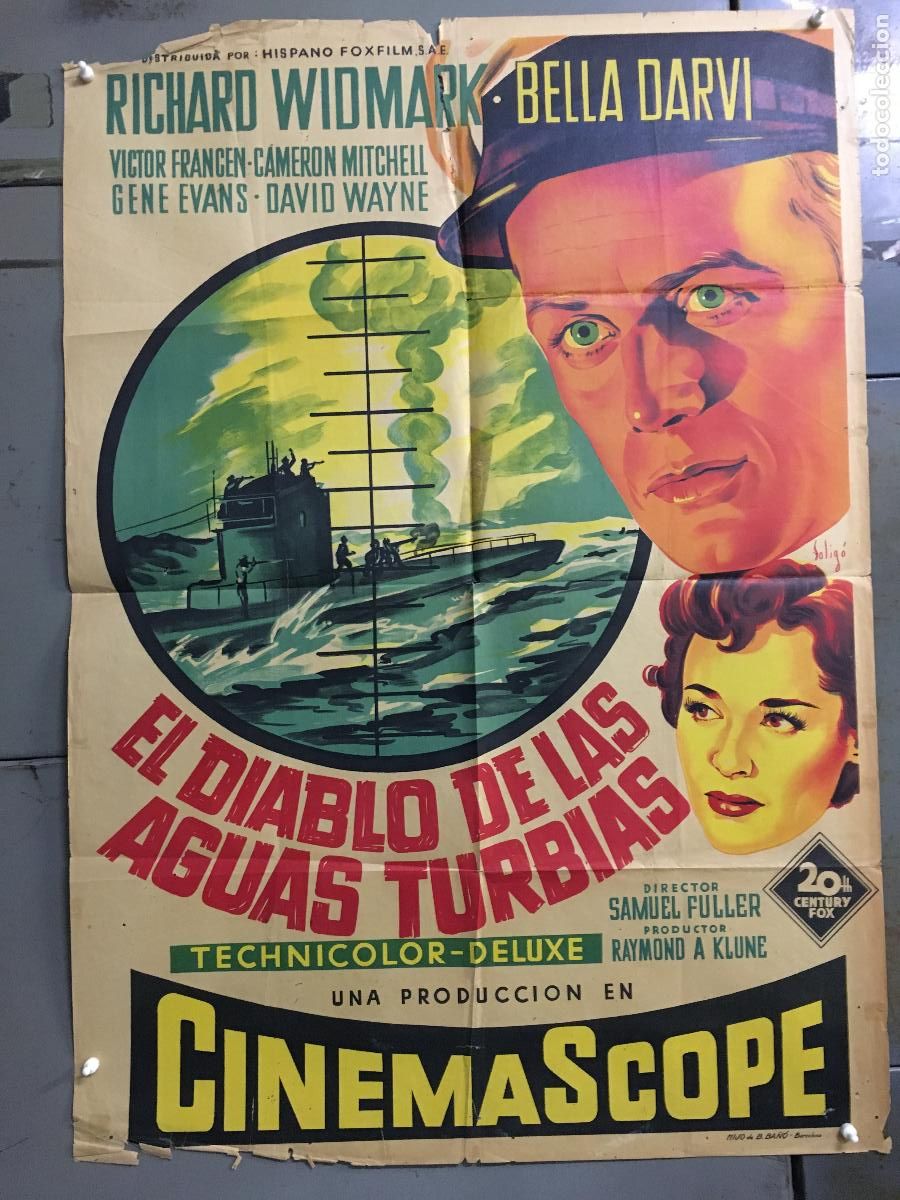 Cin&eacute;ma: AFE47 EL DIABLO DE LAS AGUAS TURBIAS RICHARD WIDMARK POSTER ORIG ESTRENO SOLIGO 70X100 LITOGRAFIA