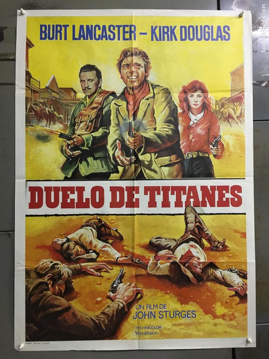 Cine: ODC B904 DUELO DE TITANES BURT LANCASTER KIRK DOUGLAS POSTER ORIGINAL 70X100 ESPA&Ntilde;OL