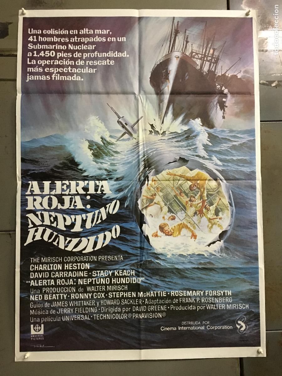 Cinema: ODC B906 ALERTA ROJA NEPTUNO HUNDIDO CHARLTON HESTON MAC POSTER ORIGINAL ESTRENO 70X100