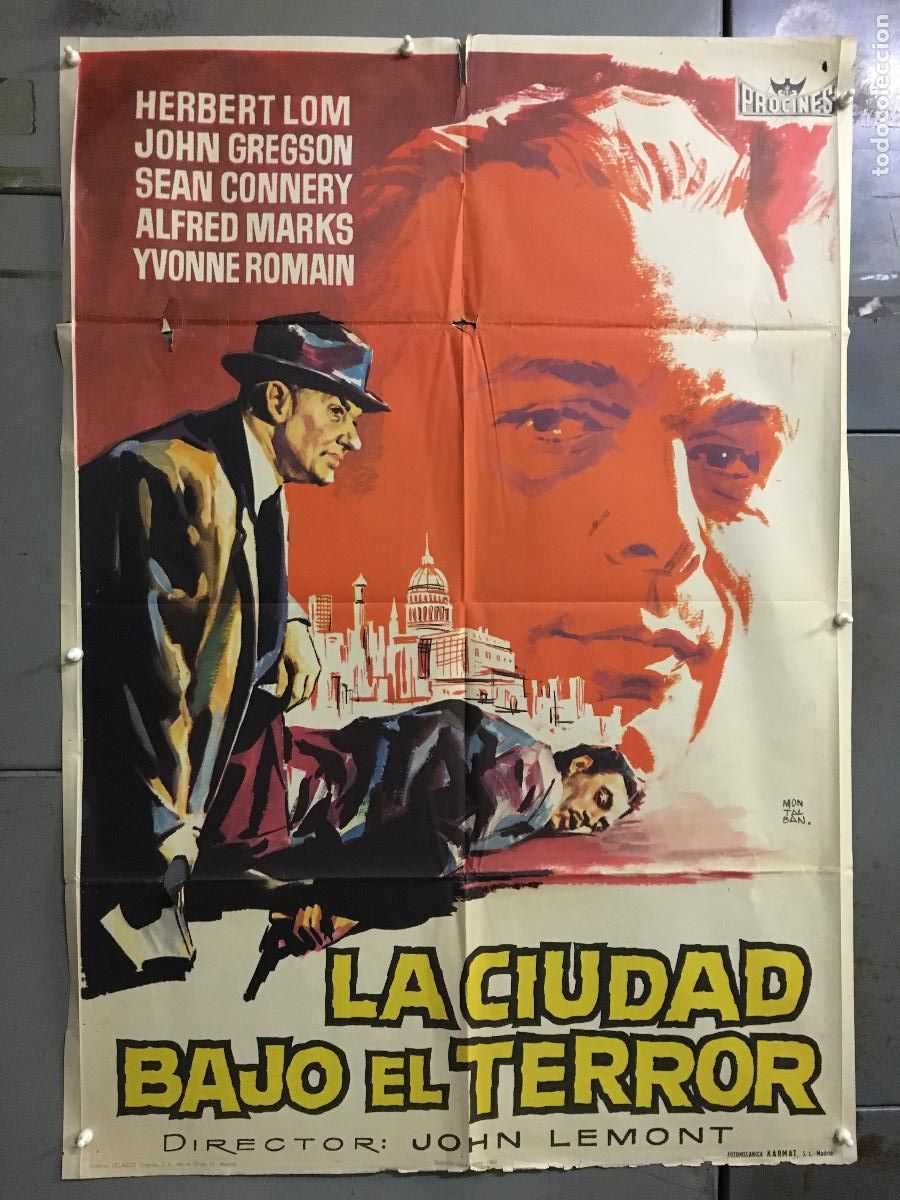 Cin&eacute;ma: ODC B907 LA CIUDAD BAJO EL TERROR HERBERT LOM SEAN CONNERY POSTER ORIGINAL 70X100 ESTRENO