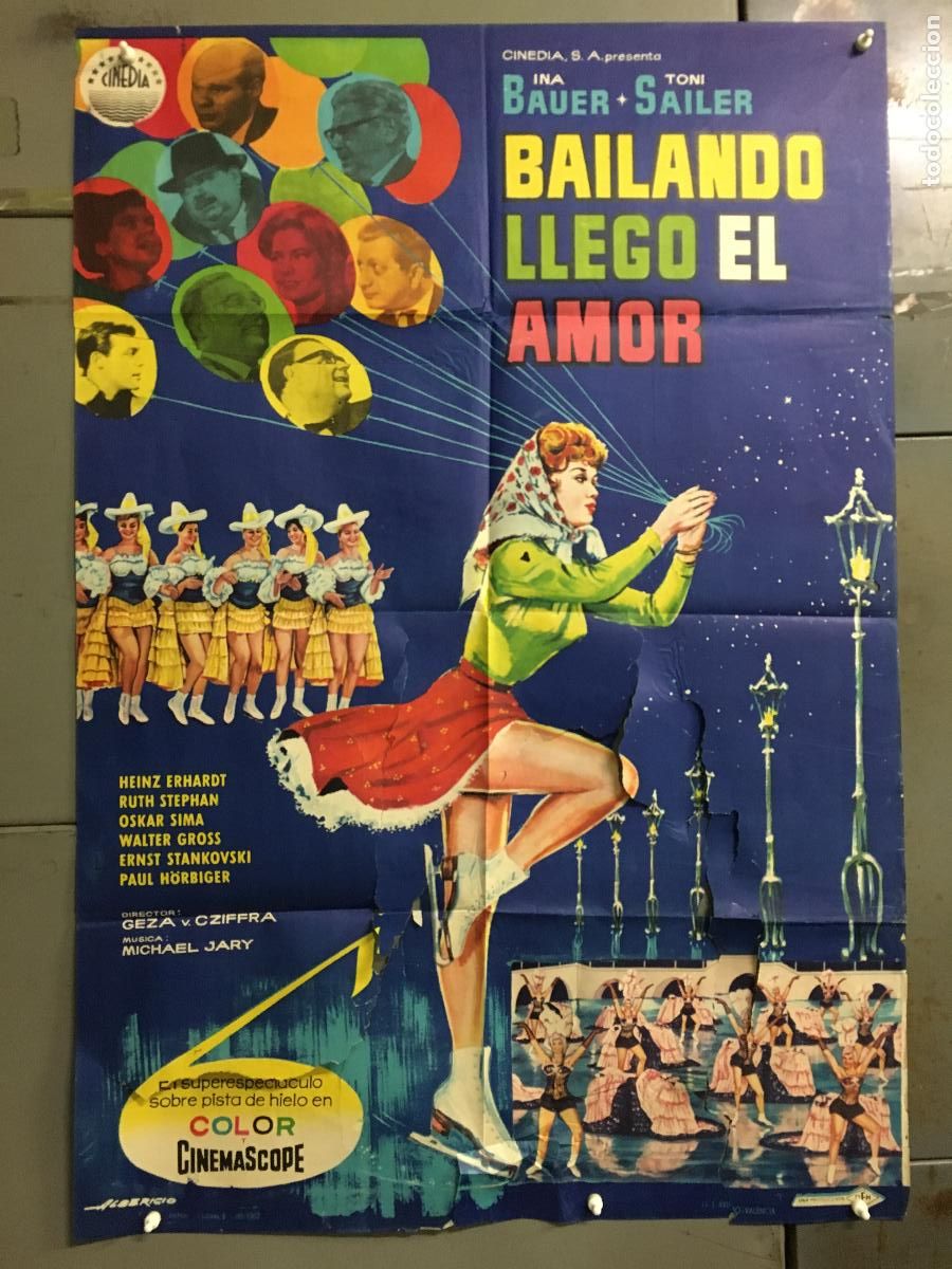 Cinema: ODC B908 BAILANDO LLEGO EL AMOR INA BAUER TONI SAILER PATINAJE POSTER ORIGINAL 70X100 ESTRENO