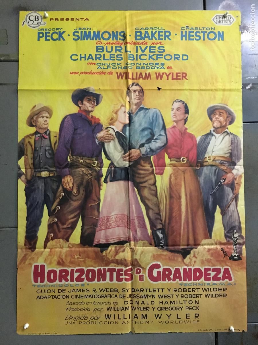 Cine: ODC B910 HORIZONTES DE GRANDEZA GREGORY PECK CHARLTON HESTON MCP POSTER ORIGINAL 70X100 ESTRENO