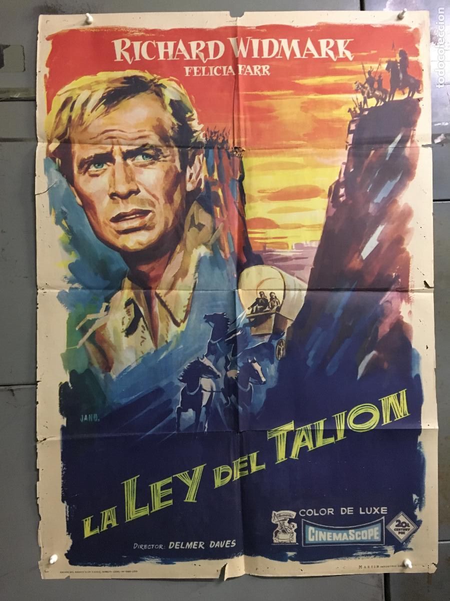Cin&eacute;ma: ODC B912 LA LEY DEL TALION RICHARD WIDMARK DELMER DAVES JANO POSTER ORIGINAL 70X100 ESTRENO