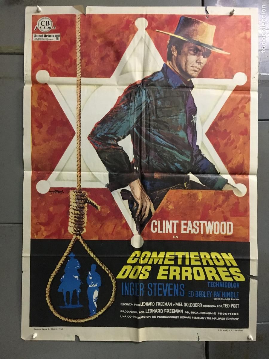 Cin&eacute;ma: ODC B913 COMETIERON DOS ERRORES CLINT EASTWOOD MAC POSTER ORIGINAL 70X100 ESTRENO