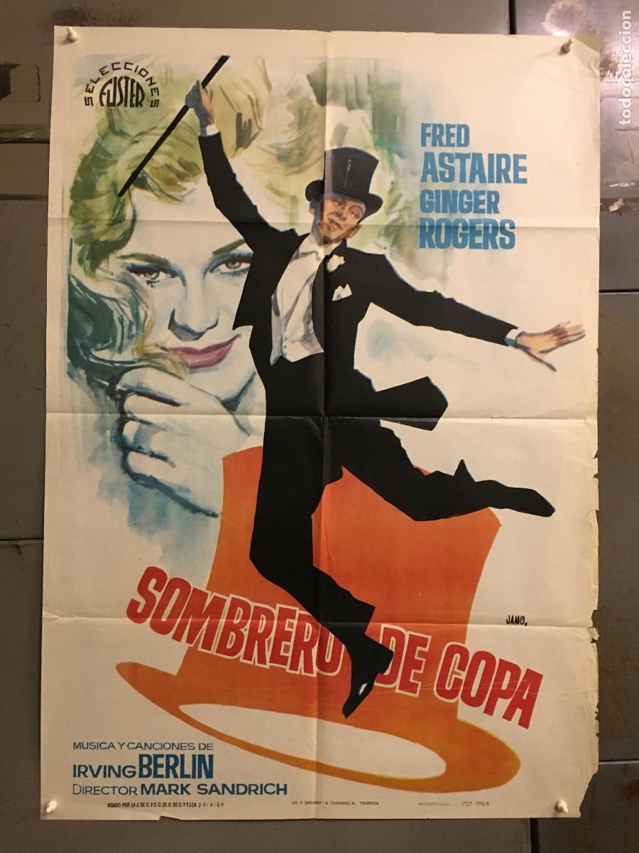 Cin&eacute;ma: ODC B925 SOMBRERO DE COPA top hat FRED ASTAIRE GINGER ROGERS POSTER ORIGINAL 70X100 ESPA&Ntilde;OL R-64
