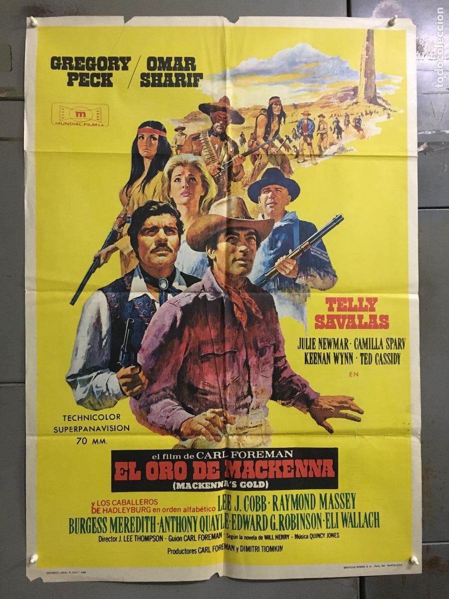 Cine: ODC B931 EL ORO DE MACKENNA GREGORY PECK POSTER ORIGINAL 70X100 ESTRENO