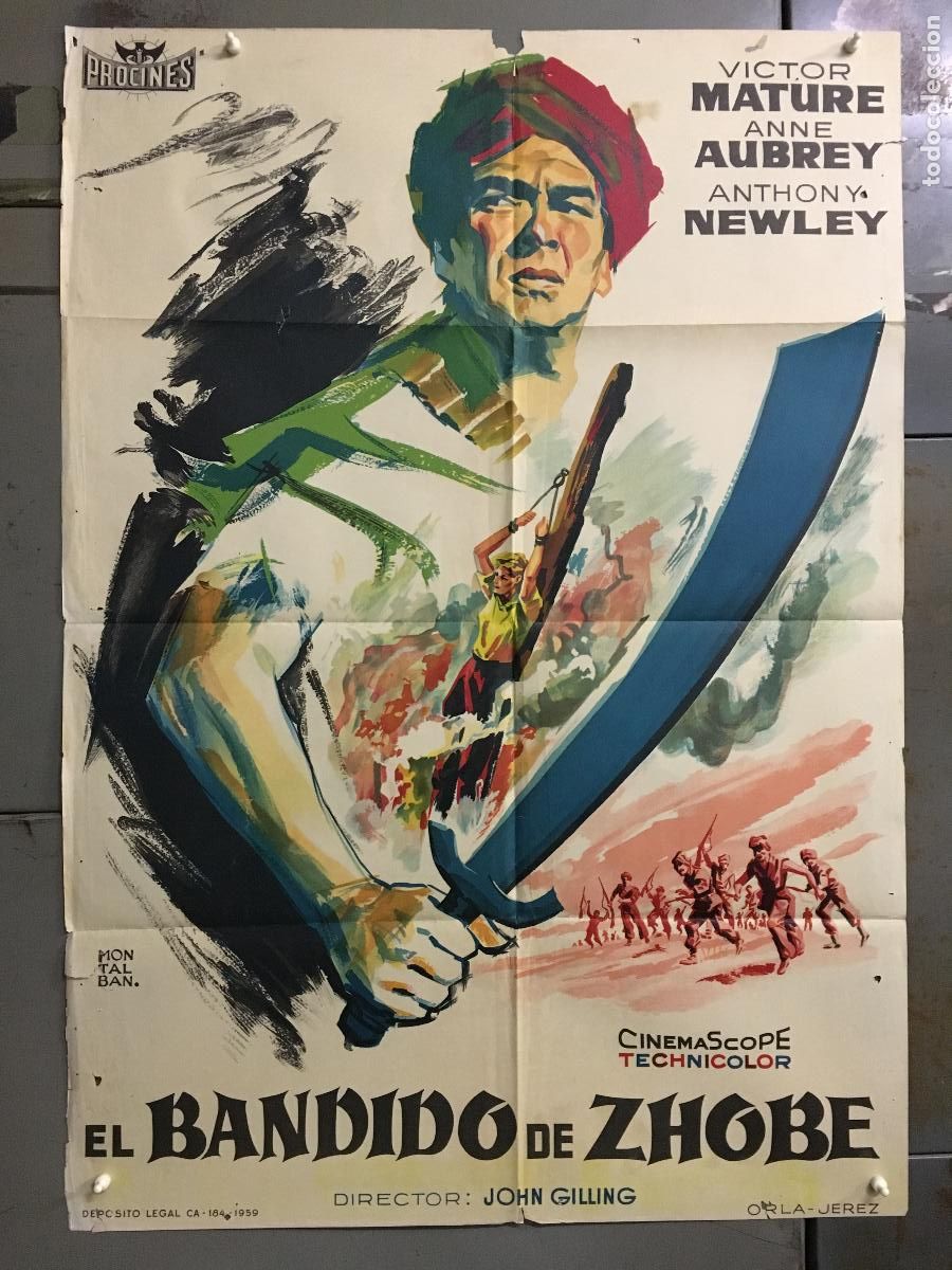 Cin&eacute;ma: ODC B934 EL BANDIDO DE ZHOBE VICTOR MATURE MONTALBAN POSTER ORIGINAL 70X100 ESTRENO litografia