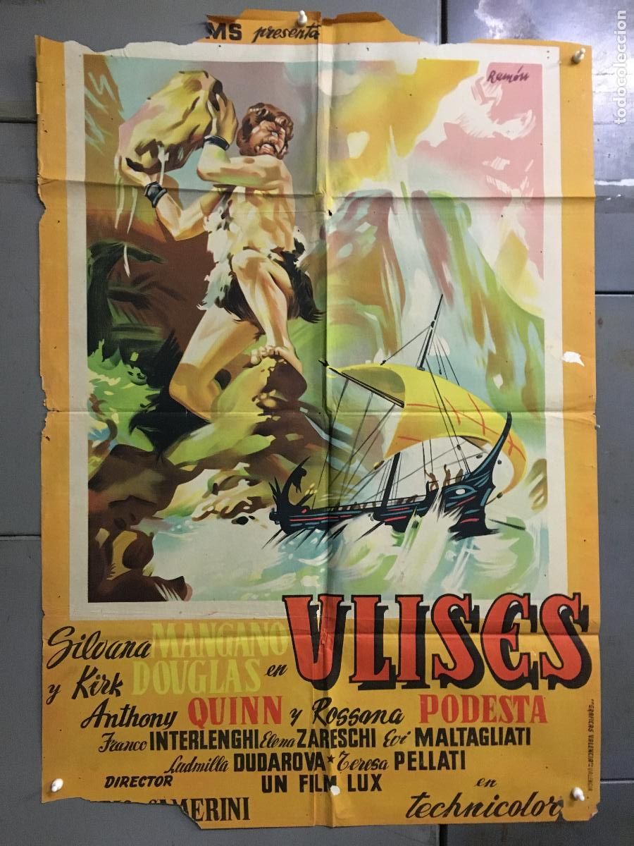 Cin&eacute;ma: ODC B947 ULISES KIRK DOUGLAS SILVANA MANGANO RAMON POSTER ORIGINAL 70X100 ESTRENO LITOGRAFIA