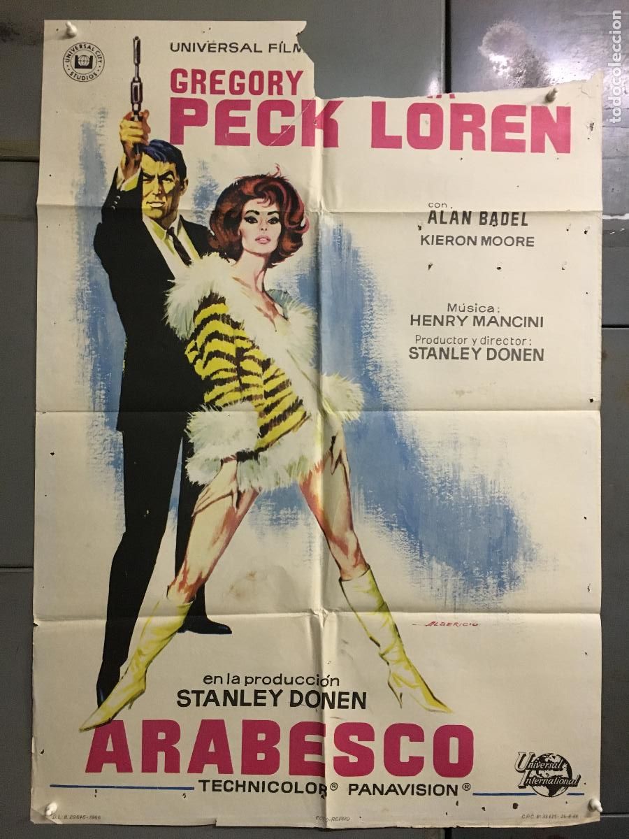 Cine: ODC B949 ARABESCO SOFIA LOREN GREGORY PECK STANLEY DONEN ALBERICIO POSTER ORIGINAL 70X100 ESTRENO A