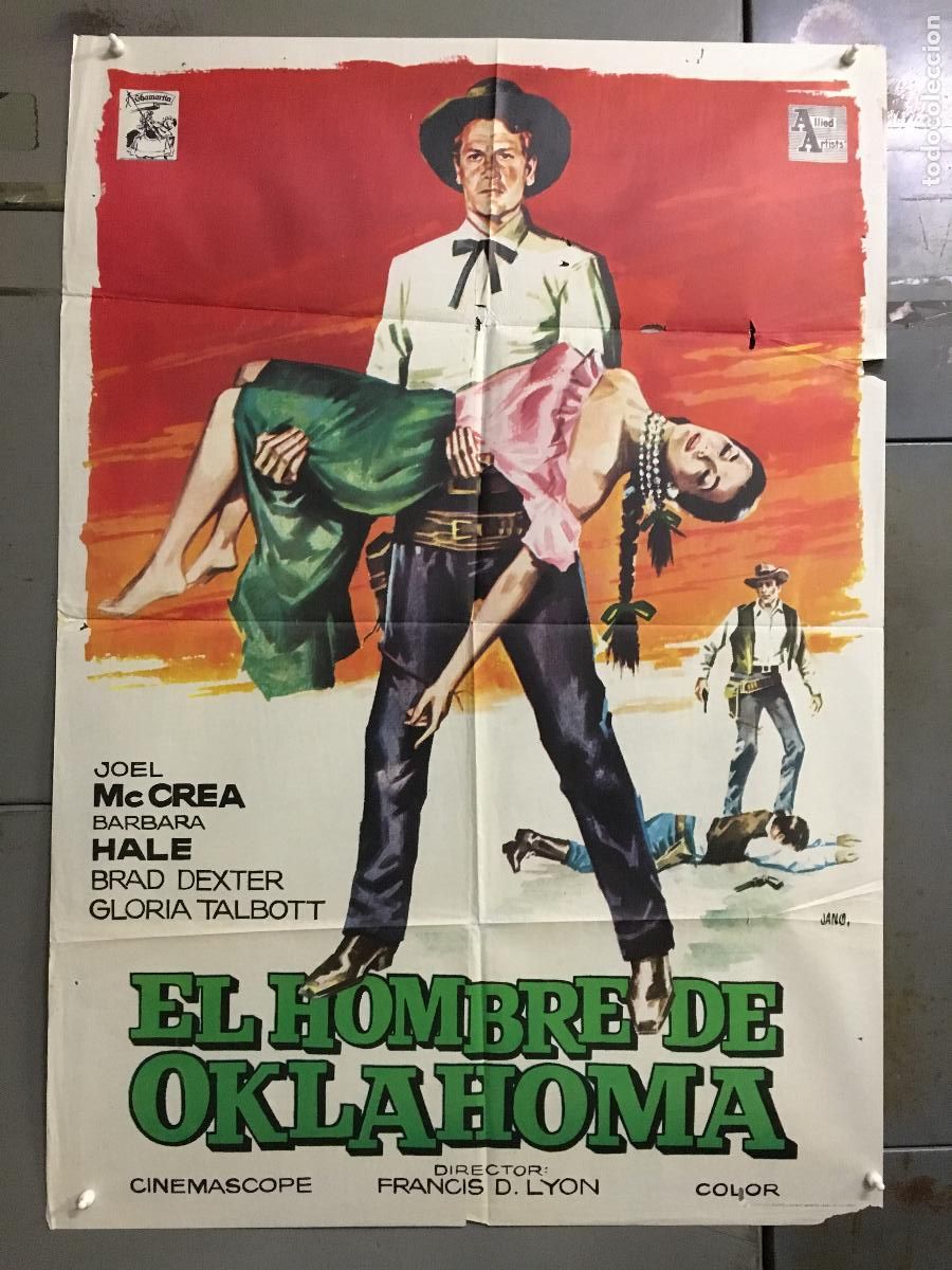 Cin&eacute;ma: ODC B953 EL HOMBRE DE OKLAHOMA JOEL MCCREA POSTER ORIGINAL 70X100 ESTRENO