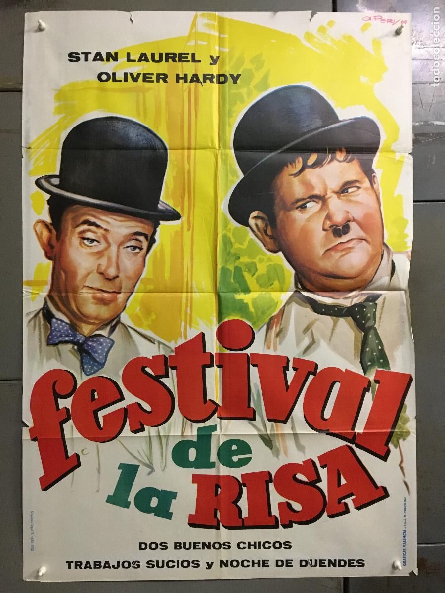 Cinema: ODC B954 FESTIVAL DE LA RISA STAN LAUREL OLIVER HARDY POSTER ORIGINAL 70x100 ESPA&Ntilde;OL