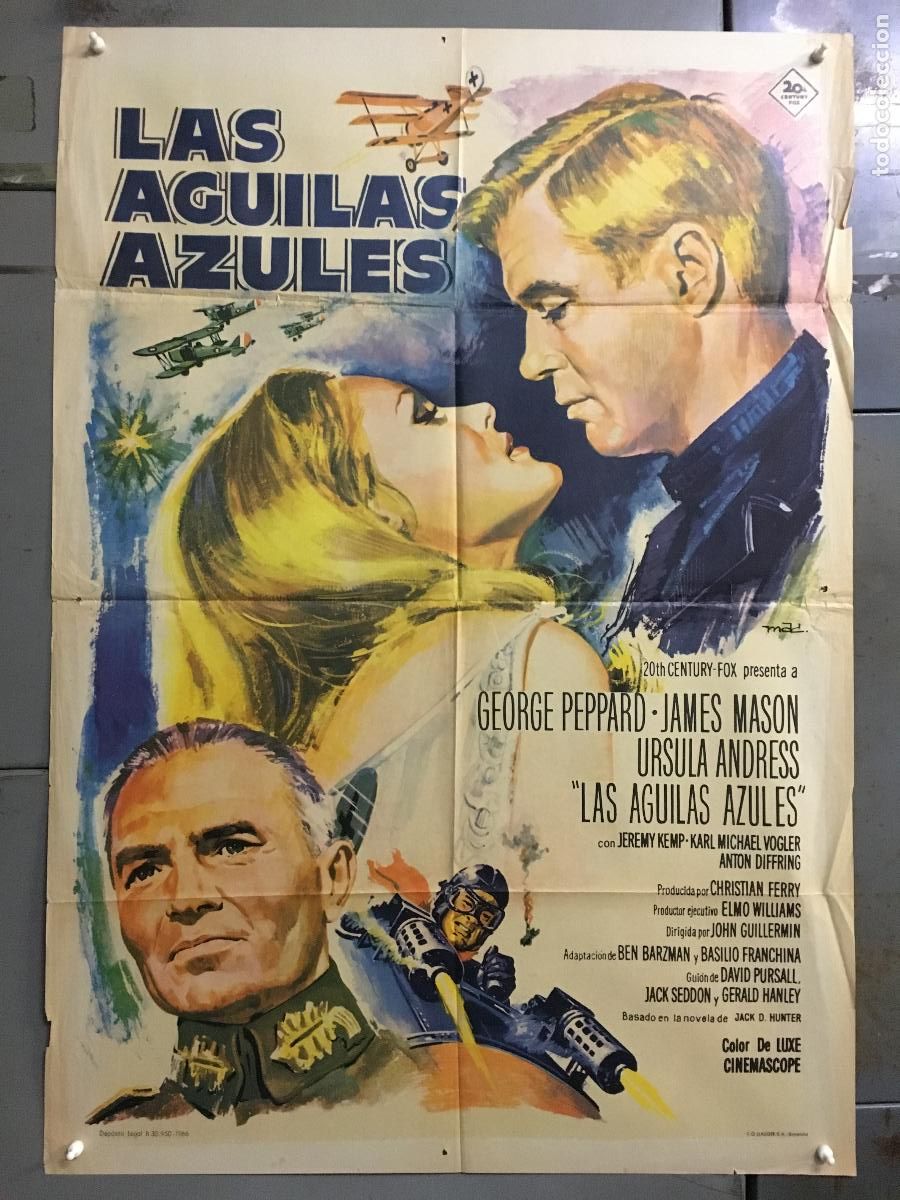 Cin&eacute;ma: ODC B955 LAS AGUILAS AZULES GEORGE PEPPARD URSULA ANDRESS MASON MAC POSTER ORIGINAL 70X100 ESTRENO