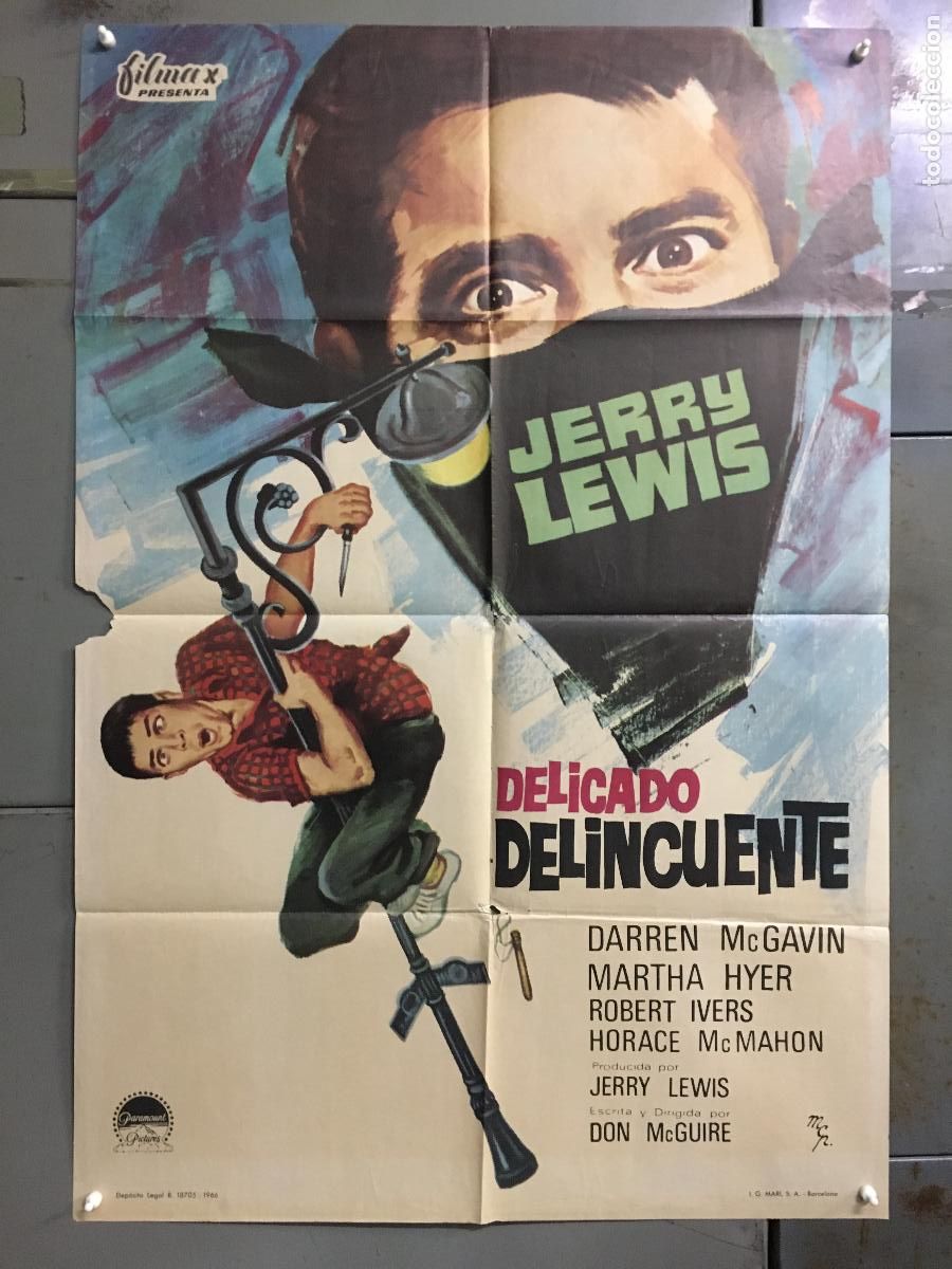 Cinema: ODC B960 DELICADO DELINCUENTE JERRY LEWIS MARTHA HYER POSTER ORIGINAL MCP 70X100 ESTRENO