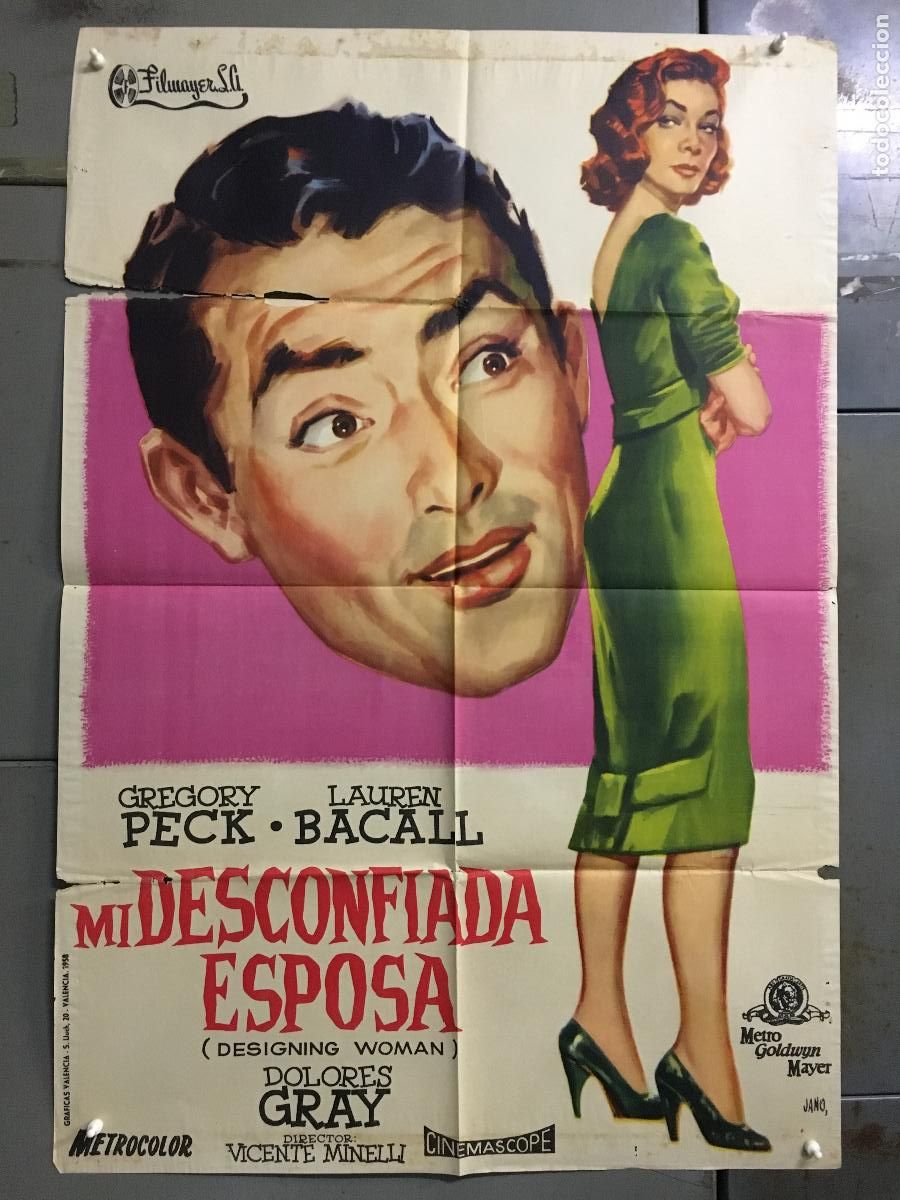 Cine: ODC B963 MI DESCONFIADA ESPOSA GREGORY PECK LAUREN BACALL MINNELLI JANO POSTER ORIG 70X100 ESTRENO