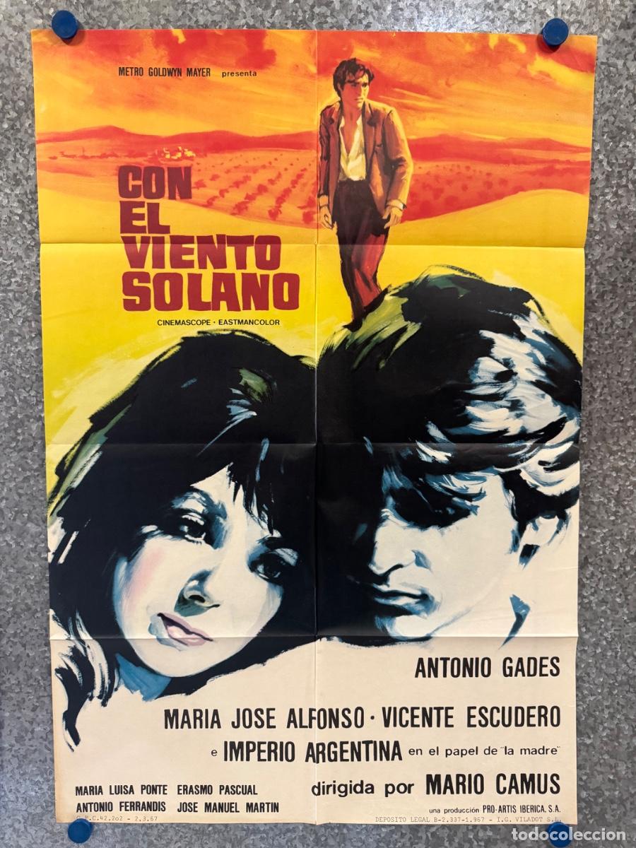 Cine: Con el viento solano, Antonio Gades, Vicente Escudero, A&ntilde;o 1967, POSTER ORIGINAL