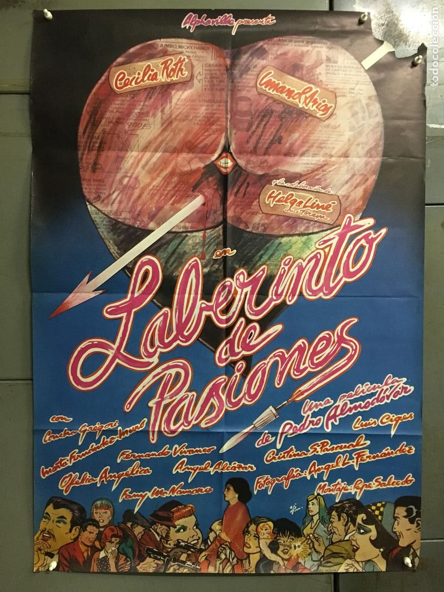 Cine: AFE49 LABERINTO DE PASIONES PEDRO ALMODOVAR IVAN ZULUETA POSTER ORIGINAL 70X100 ESTRENO