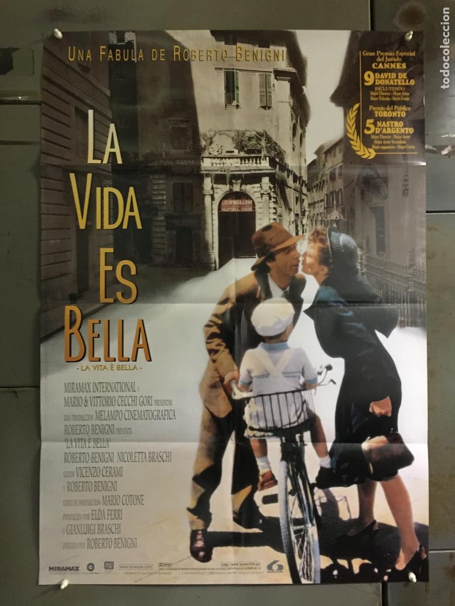 Cine: AFE54 LA VIDA ES BELLA la vita e bella ROBERTO BENIGNI POSTER ORIGINAL 70X100 ESTRENO h2