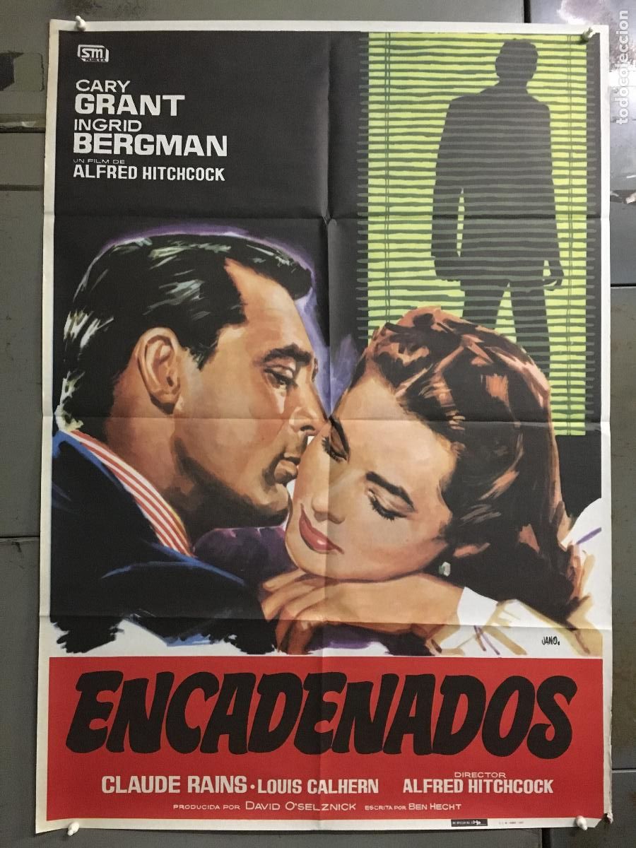 Cine: AFE66 ENCADENADOS ALFRED HITCHCOCK CARY GRANT INGRID BERGMAN POSTER ORIGINAL 70X100 ESPA&Ntilde;OL R-82 h0