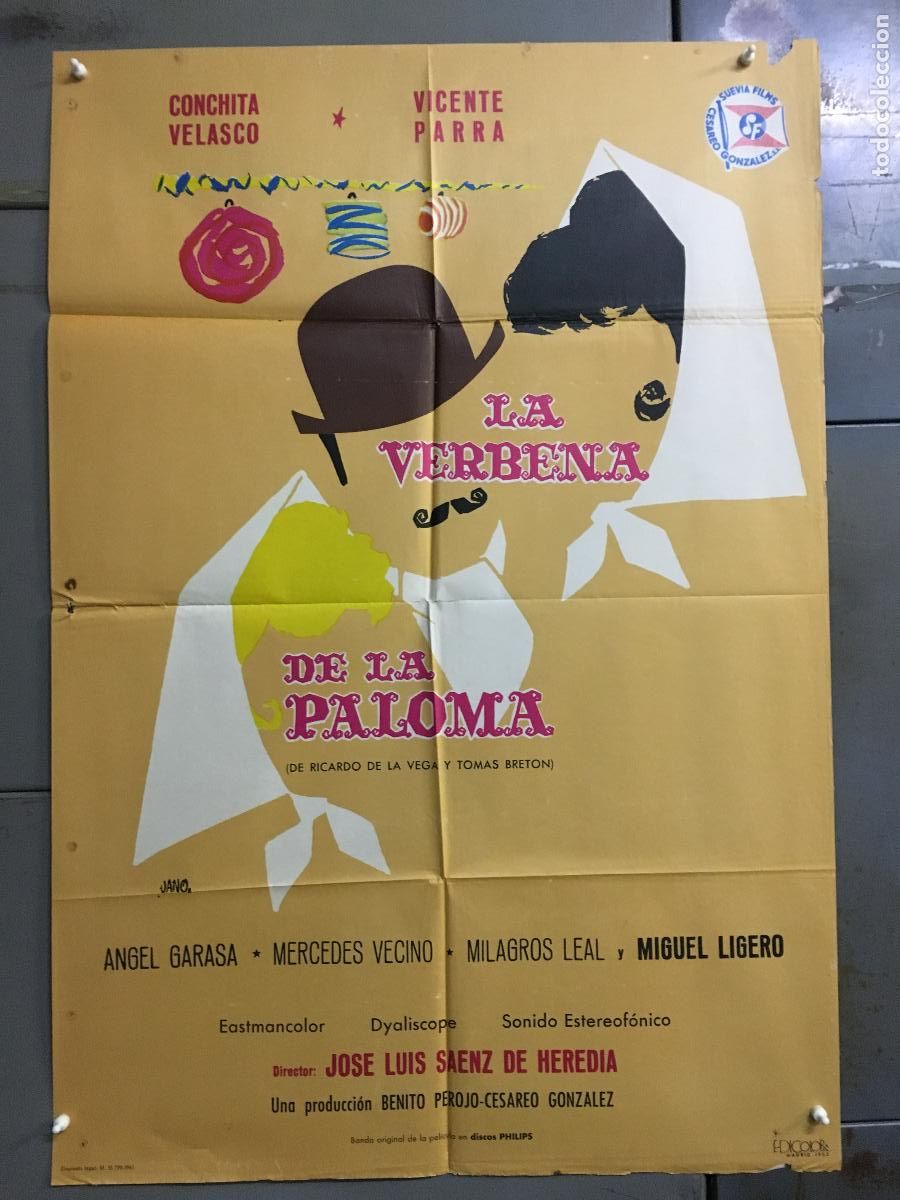 Cine: AFE71 LA VERBENA DE LA PALOMA CONCHA VELASCO VICENTE PARRA POSTER ORIGINAL 70X100 ESTRENO