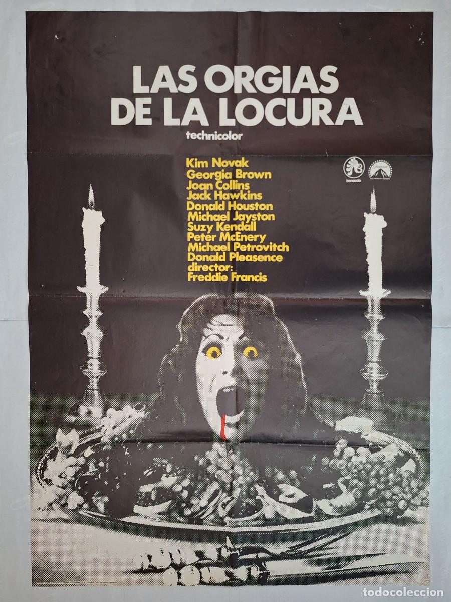 Cine: ANTIGUO CARTEL CINE LAS ORGIAS DE LA LOCURA A&Ntilde;O 1975 TERROR RV P-1865