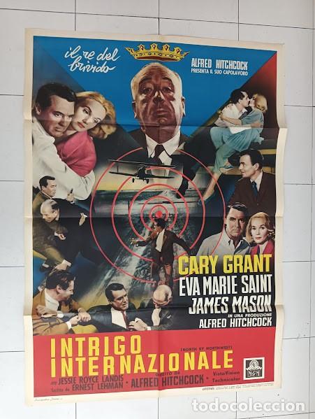 Cine: PJE 0585 CON LA MUERTE EN LOS TALONES ALFRED HITCHCOCK CARY GRANT POSTER ORIGINAL ITALIANO 100X140